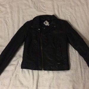 Volcom Girls Leather Jacket with back Aztec fabric